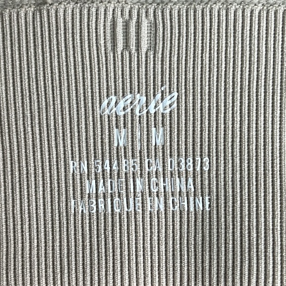 Aerie seamless square neck ribbed cream double back straps lounge sports bra - Picture 3 of 6